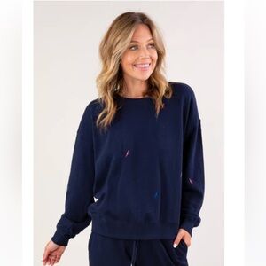 Lovestitch navy crewneck sweatshirt with lightning bolts size Small